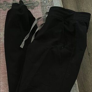 Figs Black Jogger Pants with Gray Drawstring